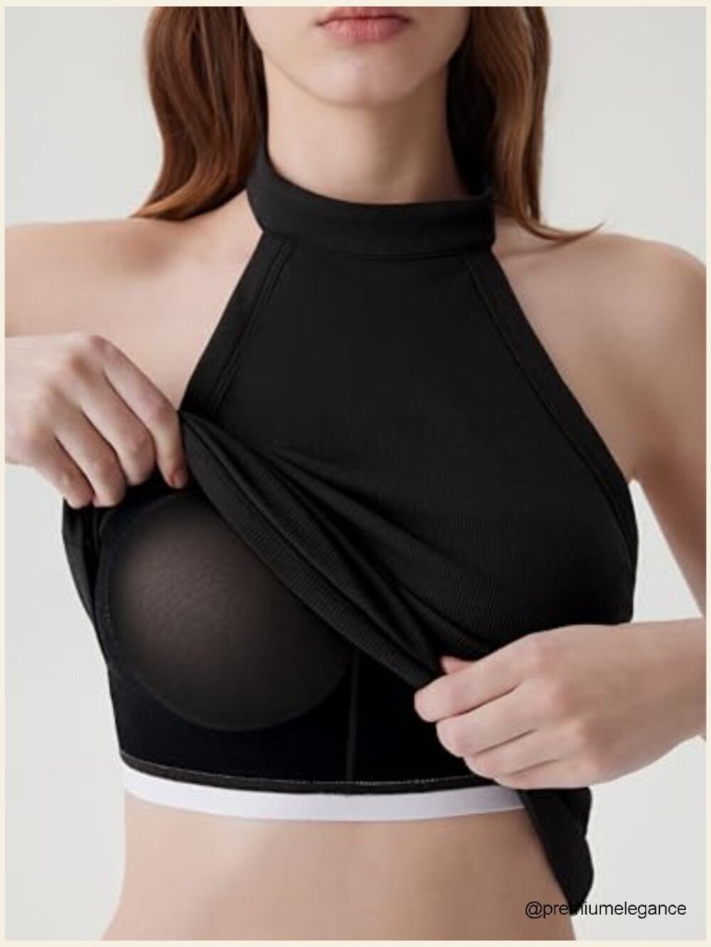 Padded Halter Tank Top Ribbed High Neck Backless - Picture 4 of 7